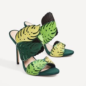 Zara Wrap-around Leather leaf Sandals
